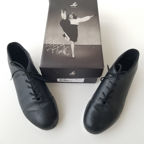 LEO Jazz Tap Dance Shoes Size 7.5M Black LS3312L - Picture 2 of 9